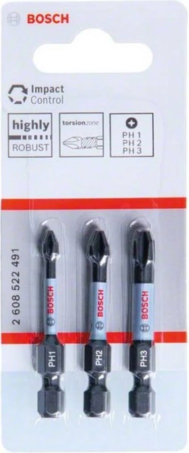 ZESTAW BITÓW IMPACT 50MM PH1,PH2,PH3, BOSCH ZESTAW BITÓW IMPACT 50MM PH1,PH2,PH3, BOSCH