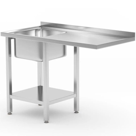 Zlew gastronomiczny z półką blatem na zmywarkę lodówkę 120 x 70 x 85 cm - LEWY Zlew gastronomiczny z półką blatem na zmywarkę lodówkę 120 x 70 x 85 cm - LEWY