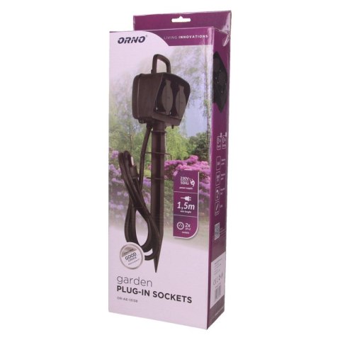 GNIAZDO OGRODOWE 2X2P+Z, IP44, PRZEWÓD 1,5M H07RN-F 3 ORNO GNIAZDO OGRODOWE 2X2P+Z, IP44, PRZEWÓD 1,5M H07RN-F 3 ORNO