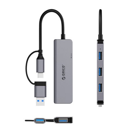 Hub YSA5-U3 stacja dokująca USB-A / USB-C na 4x USB-A - szary Hub YSA5-U3 stacja dokująca USB-A / USB-C na 4x USB-A - szary