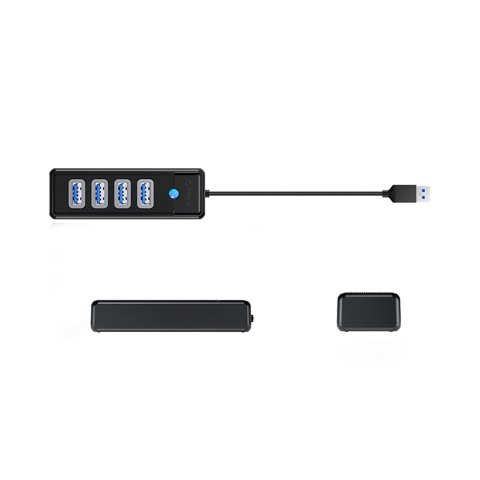 Hub rozdzielacz PW4U-U3 USB-A - 4x USB-A - czarny