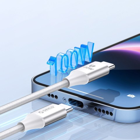 Kabel przewód CDX 100W 5A Power Delivery USB-C 1m - biały
