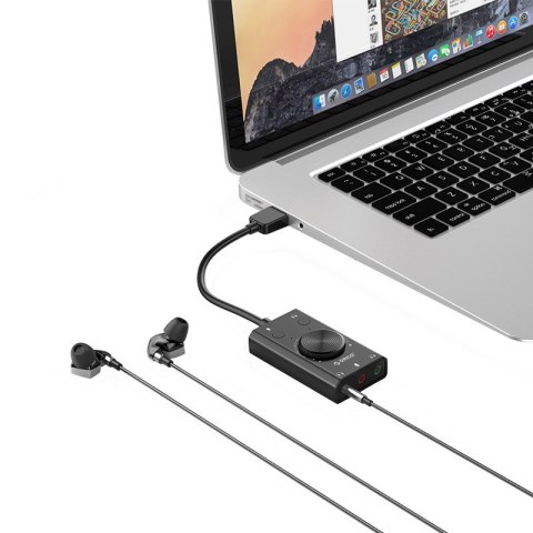 Karta dźwiękowa SC2 zewnętrzna wielofunkcyjna USB-A - czarna