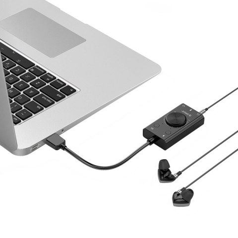 Karta dźwiękowa SC2 zewnętrzna wielofunkcyjna USB-A - czarna