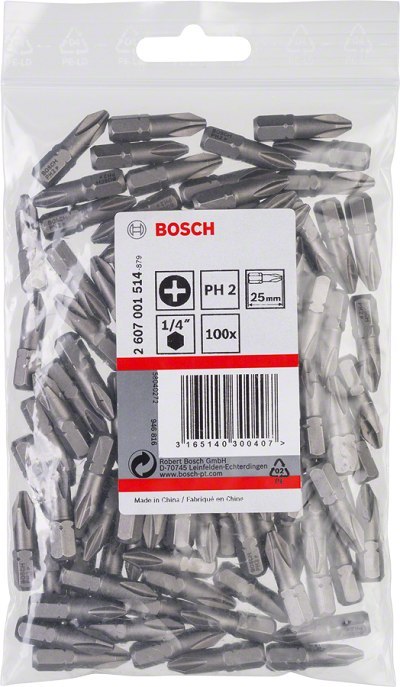 GROT, BIT, KOŃCÓWKA PH2 EH 100PC BOSCH GROT, BIT, KOŃCÓWKA PH2 EH 100PC BOSCH