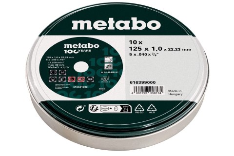 TARCZA TNĄCA INOX 125*1.0*22.23MM 10SZT METABO TARCZA TNĄCA INOX 125*1.0*22.23MM 10SZT METABO