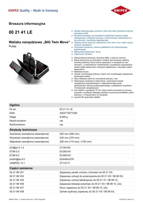 WALIZKA NARZĘDZIOWA DLA ELEKTRYKÓW KNIPEX