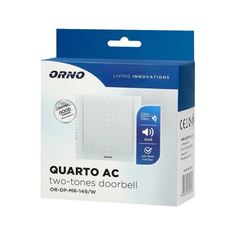 DZWONEK GONG DWUTONOWY 230V QUATRO AC BIAŁY ORNO DZWONEK GONG DWUTONOWY 230V QUATRO AC BIAŁY ORNO
