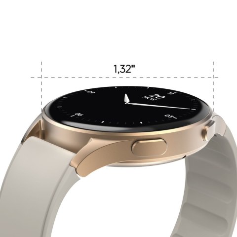 Smartwatch Hama 8900 GPS AMOLED 1.32'' z beżowym paskiem silikonowym - złoty