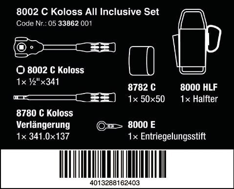 ZESTAW GRZECHOTKA KOLOSS ALL INCLUSIVE 1/2'' WERA