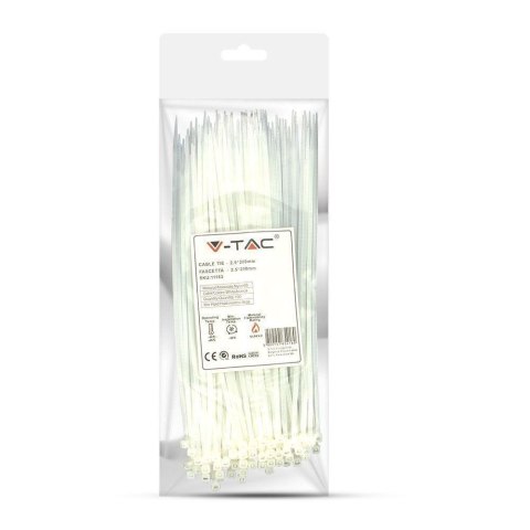 Opaska Zaciskowa V-TAC 2.5x200mm Biała 8kg Nylon66 (Opak. 100szt) Opaska Zaciskowa V-TAC 2.5x200mm Biała 8kg Nylon66 (Opak. 100szt)