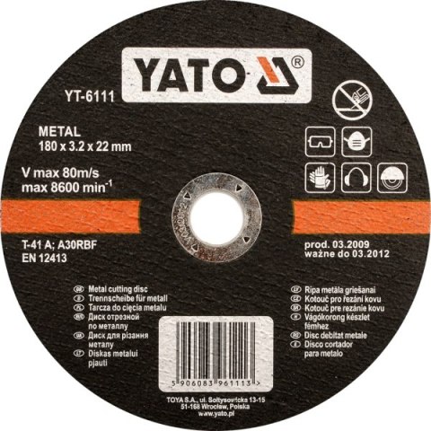 YATO TARCZA DO CIĘCIA METALU 125x1,2x22mm 5923 YATO TARCZA DO CIĘCIA METALU 125x1,2x22mm 5923