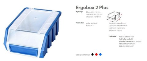 ERGOBOX PLUS 2 NIEBIESKI, 118 x 161 x 75mm ERGOBOX PLUS 2 NIEBIESKI, 118 x 161 x 75mm