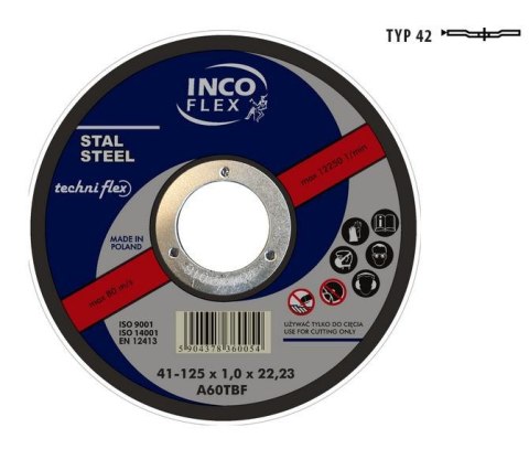 INCOFLEX TARCZA DO METALU 125 x 3,2mm WYGIĘTA INCOFLEX TARCZA DO METALU 125 x 3,2mm WYGIĘTA