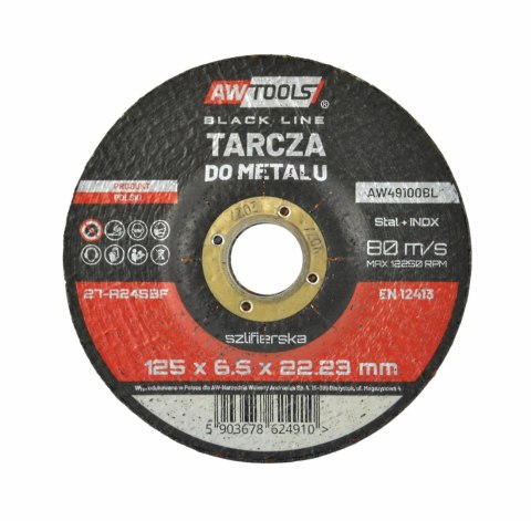AW TARCZA DO METALU SZLIFIERSKA 125*6,5mm BLACK LINE AW TARCZA DO METALU SZLIFIERSKA 125*6,5mm BLACK LINE