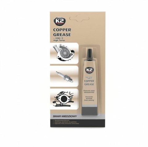 K2 SMAR MIEDZIOWY, PRZECIW ZAPIEKANIU SIĘ GWINTÓW. COPPER GREASE 20G K2 SMAR MIEDZIOWY, PRZECIW ZAPIEKANIU SIĘ GWINTÓW. COPPER GREASE 20G