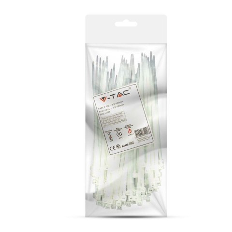 Opaska Zaciskowa V-TAC 3.5x150mm Biała 18kg Nylon66 (Opak. 100szt) Opaska Zaciskowa V-TAC 3.5x150mm Biała 18kg Nylon66 (Opak. 100szt)