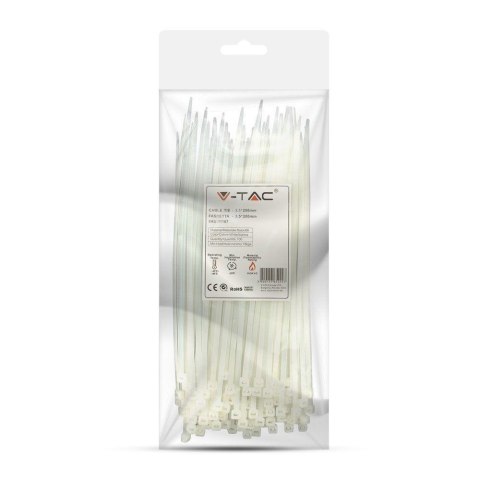 Opaska Zaciskowa V-TAC 3.5x200mm Biała 18kg Nylon66 (Opak. 100szt) Opaska Zaciskowa V-TAC 3.5x200mm Biała 18kg Nylon66 (Opak. 100szt)