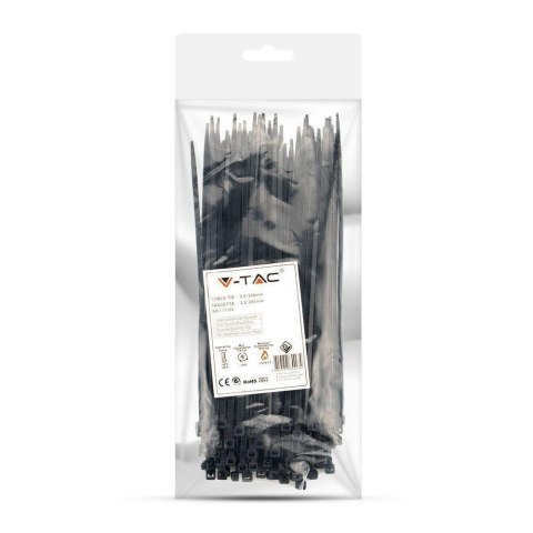 Opaska Zaciskowa V-TAC 3.5x200mm Czarna 18kg Nylon66 (Opak. 100szt) Opaska Zaciskowa V-TAC 3.5x200mm Czarna 18kg Nylon66 (Opak. 100szt)