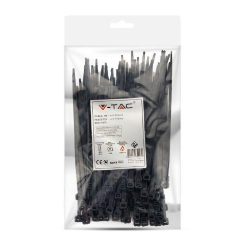 Opaska Zaciskowa V-TAC 4.5x150mm Czarna 22kg Nylon66 (Opak. 100szt) Opaska Zaciskowa V-TAC 4.5x150mm Czarna 22kg Nylon66 (Opak. 100szt)