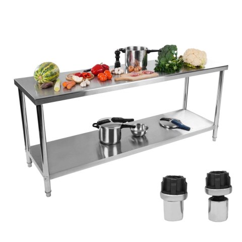 Stół blat roboczy gastronomiczny stalowy centralny z półką 200x60cm Stół blat roboczy gastronomiczny stalowy centralny z półką 200x60cm