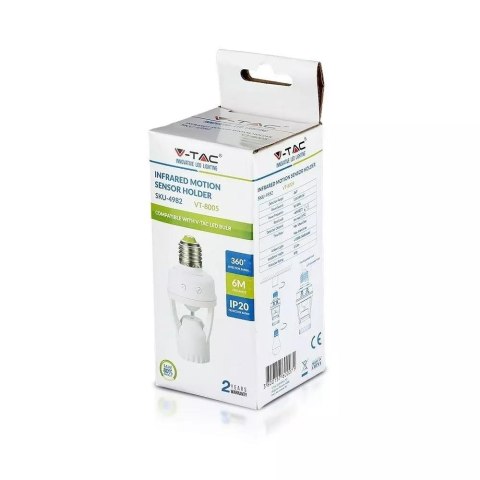Czujnik Ruchu 360st z oprawką E27 V-TAC VT-8005 Czujnik Ruchu 360st z oprawką E27 V-TAC VT-8005