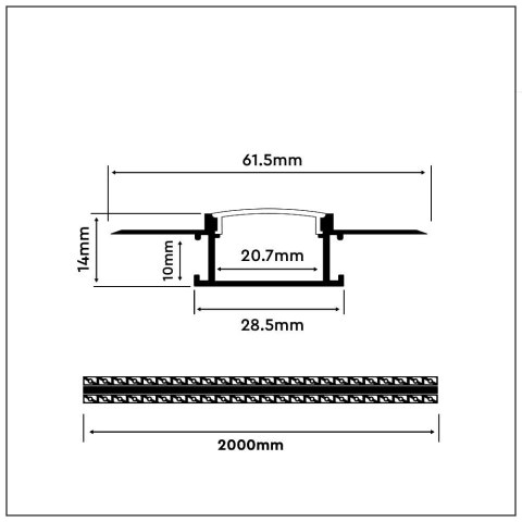 Profil Aluminiowy V-TAC 2mb Anodowany, Klosz Mleczny, Do gipsowania, Na dwie taśmy VT-8101 Profil Aluminiowy V-TAC 2mb Anodowany, Klosz Mleczny, Do gipsowania, Na dwie taśmy VT-8101