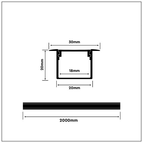 Profil Aluminiowy V-TAC 2mb Anodowany, Klosz Mleczny, Wpuszczany, Na dwie taśmy VT-8119 5 Lat Gwarancji Profil Aluminiowy V-TAC 2mb Anodowany, Klosz Mleczny, Wpuszczany, Na dwie taśmy VT-8119 5 Lat Gwarancji