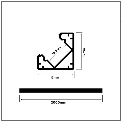 Profil Aluminiowy V-TAC 2mb Czarny, Klosz Czarny, Kątowy VT-8114 Profil Aluminiowy V-TAC 2mb Czarny, Klosz Czarny, Kątowy VT-8114
