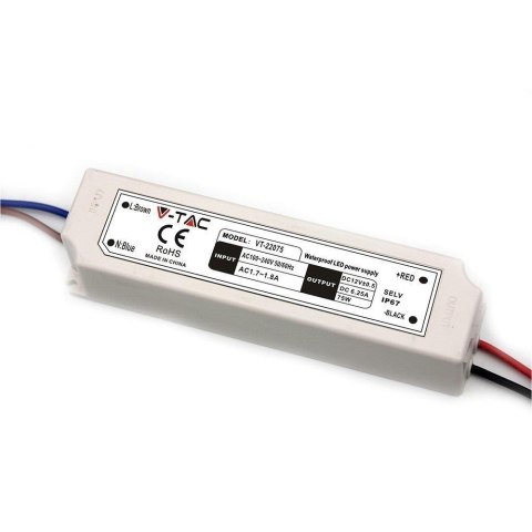 Zasilacz LED V-TAC 75W 12V 6.25A IP67 Hermetyczny Filtr EMI VT-22075 Zasilacz LED V-TAC 75W 12V 6.25A IP67 Hermetyczny Filtr EMI VT-22075