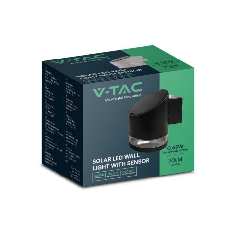 Kinkiet Ogrodowy Ścienny Solarny V-TAC 1W LED Czarny IP54 VT-1138 3000K 70lm 3 Lata Gwarancji Kinkiet Ogrodowy Ścienny Solarny V-TAC 1W LED Czarny IP54 VT-1138 3000K 70lm 3 Lata Gwarancji