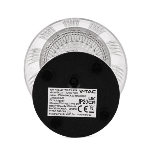 Lampka Biurkowa Nocna V-TAC 1W LED 26cm Ładowanie USB Ściemnianie Chrom VT-1048 3000K-6000K 55lm Lampka Biurkowa Nocna V-TAC 1W LED 26cm Ładowanie USB Ściemnianie Chrom VT-1048 3000K-6000K 55lm