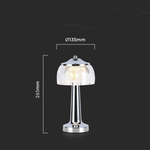 Lampka Biurkowa Nocna V-TAC 1W LED 26cm Ładowanie USB Ściemnianie Chrom VT-1048 3000K-6000K 55lm Lampka Biurkowa Nocna V-TAC 1W LED 26cm Ładowanie USB Ściemnianie Chrom VT-1048 3000K-6000K 55lm