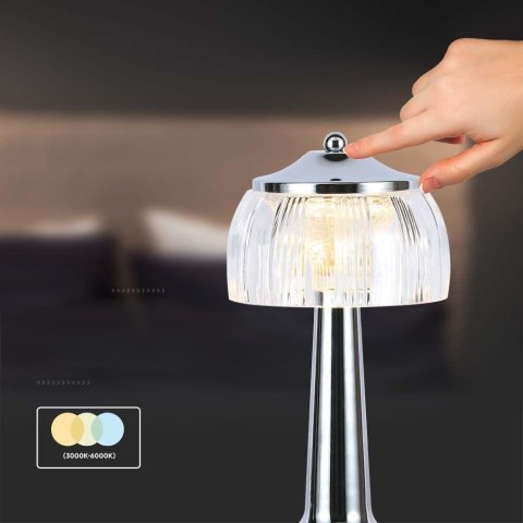Lampka Biurkowa Nocna V-TAC 1W LED 26cm Ładowanie USB Ściemnianie Chrom VT-1048 3000K-6000K 55lm Lampka Biurkowa Nocna V-TAC 1W LED 26cm Ładowanie USB Ściemnianie Chrom VT-1048 3000K-6000K 55lm