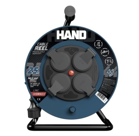 HAND PRZEDŁUŻACZ BĘBEN 20m 3x1,5mm 16A / 3680W / IP44 HAND PRZEDŁUŻACZ BĘBEN 20m 3x1,5mm 16A / 3680W / IP44