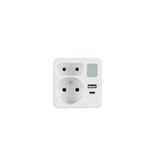 PLASTROL ROZGAŁĘŹNIK DWUKROTNY Z LAMPKĄ 1x USB + 1x USB C