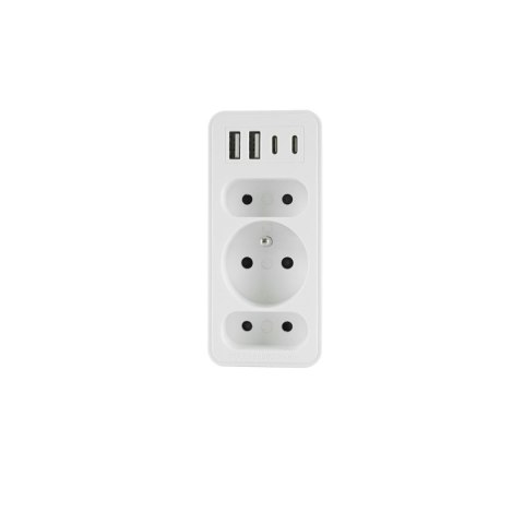 PLASTROL ROZGAŁĘŹNIK TRZYKROTNY + 2x USB I 2x USB C PLASTROL ROZGAŁĘŹNIK TRZYKROTNY + 2x USB I 2x USB C