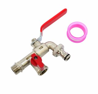 AWTOOLS KRAN OGRODOWY MOSIĄDZ NIKLOWANY PODWÓJNY 1/2" GWINT ZEWNĘTRZNY 2x3/4"
