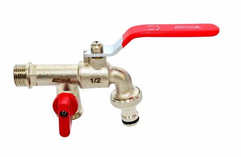 AWTOOLS KRAN OGRODOWY MOSIĄDZ NIKLOWANY PODWÓJNY 1/2" GWINT ZEWNĘTRZNY 2x3/4"