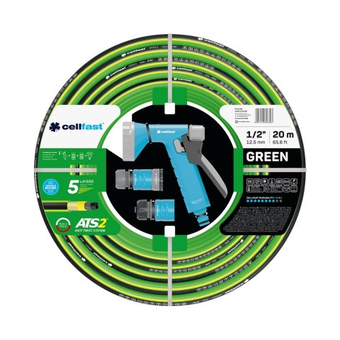 CELLFAST WĄŻ OGRODOWY GREEN ATS 1/2" 20m + ZESTAW ZRASZAJĄCY CELLFAST WĄŻ OGRODOWY GREEN ATS 1/2" 20m + ZESTAW ZRASZAJĄCY