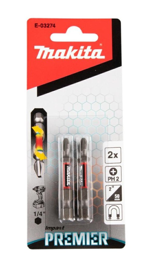 MAKITA KOŃCÓWKA WKRĘTAKOWA PH2-50mm /2szt. IMPACT PREMIER MAKITA KOŃCÓWKA WKRĘTAKOWA PH2-50mm /2szt. IMPACT PREMIER