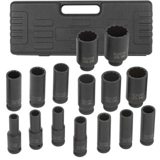 ROCKFORCE NASADKI UDAROWE DŁUGIE 12-K 15szt. 1/2" (10-36mm) /WALIZKA