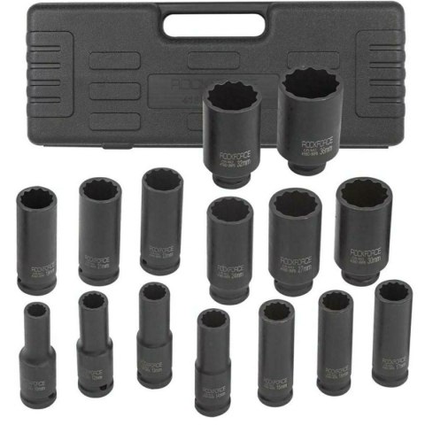 ROCKFORCE NASADKI UDAROWE DŁUGIE 12-K 15szt. 1/2" (10-36mm) /WALIZKA ROCKFORCE NASADKI UDAROWE DŁUGIE 12-K 15szt. 1/2" (10-36mm) /WALIZKA