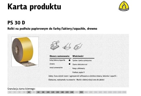 KLINGSPOR ROLKA NA PODŁOŻU PAPIEROWYM PS30D 115mm gr. 60 (50mb) KLINGSPOR ROLKA NA PODŁOŻU PAPIEROWYM PS30D 115mm gr. 60 (50mb)