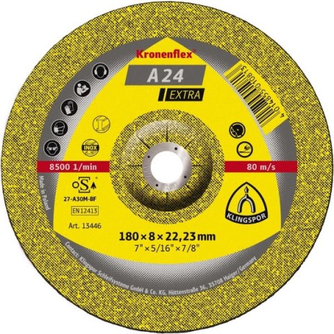 KLINGSPOR TARCZA DO SZLIFOWANIA METALU 125mm x 6,0mm x 22,2mm A24 Extra KLINGSPOR TARCZA DO SZLIFOWANIA METALU 125mm x 6,0mm x 22,2mm A24 Extra