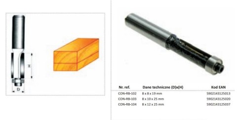 CONDOR FREZ DO DREWNA PROSTY Fi=10 x 25mm TRZPIEŃ 8mm Z ŁOŻYSKIEM CONDOR FREZ DO DREWNA PROSTY Fi=10 x 25mm TRZPIEŃ 8mm Z ŁOŻYSKIEM