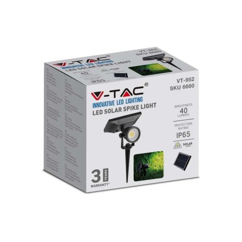 Oprawa Gruntowa Ogrodowa Wbijana LED V-TAC Solarna 2W IP65 VT-952 3000K 40lm 3 Lata Gwarancji Oprawa Gruntowa Ogrodowa Wbijana LED V-TAC Solarna 2W IP65 VT-952 3000K 40lm 3 Lata Gwarancji