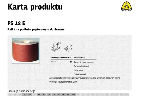 KLINGSPOR ROLKA NA PODŁOŻU PAPIEROWYM PS18E 150mm gr. 60 (50mb) KLINGSPOR ROLKA NA PODŁOŻU PAPIEROWYM PS18E 150mm gr. 60 (50mb)