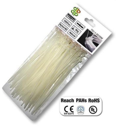 OPASKA PLASTIKOWA BIAŁA 3,6 x 250mm 100szt. OPASKA PLASTIKOWA BIAŁA 3,6 x 250mm 100szt.