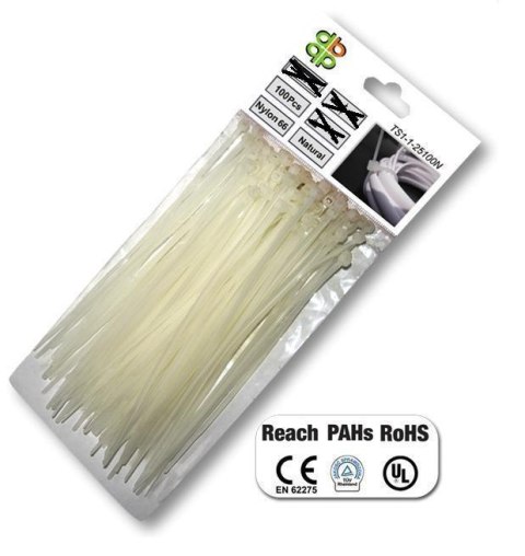 OPASKA PLASTIKOWA BIAŁA 4,8 x 250mm 100szt. OPASKA PLASTIKOWA BIAŁA 4,8 x 250mm 100szt.
